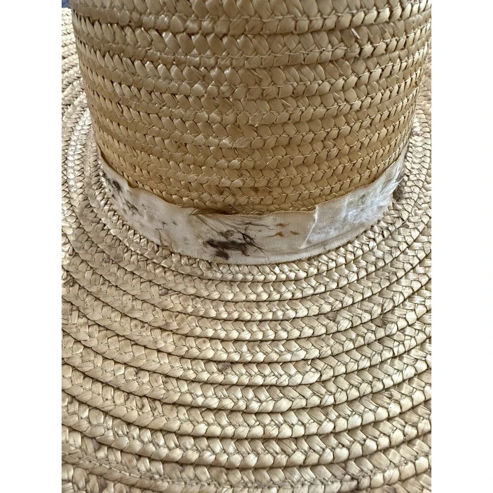 Levi’s Vintage 1970 Straw Western Cowboy Hat With Feather Made In USA Sz Large
